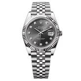 Rolex watch black dial with diamonds and date