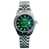 Rolex oyster Perpetual Date-Just green face with diamonds