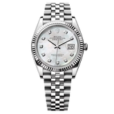 Rolex watch white dial with diamonds and date