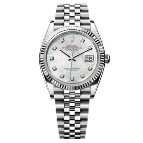 Rolex watch white dial with diamonds and date